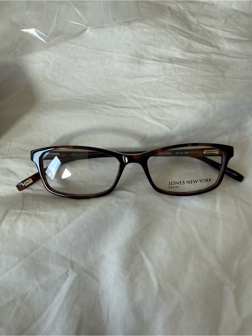Jones New York Petite Brown Tortoiseshell Rectangle Glasses - New